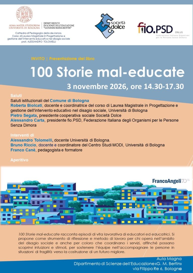 BOLOGNA, IL 3 NOVEMBRE IL LIBRO “100 STORIE MAL-EDUCATE” CON SOCIETÀ DOLCE