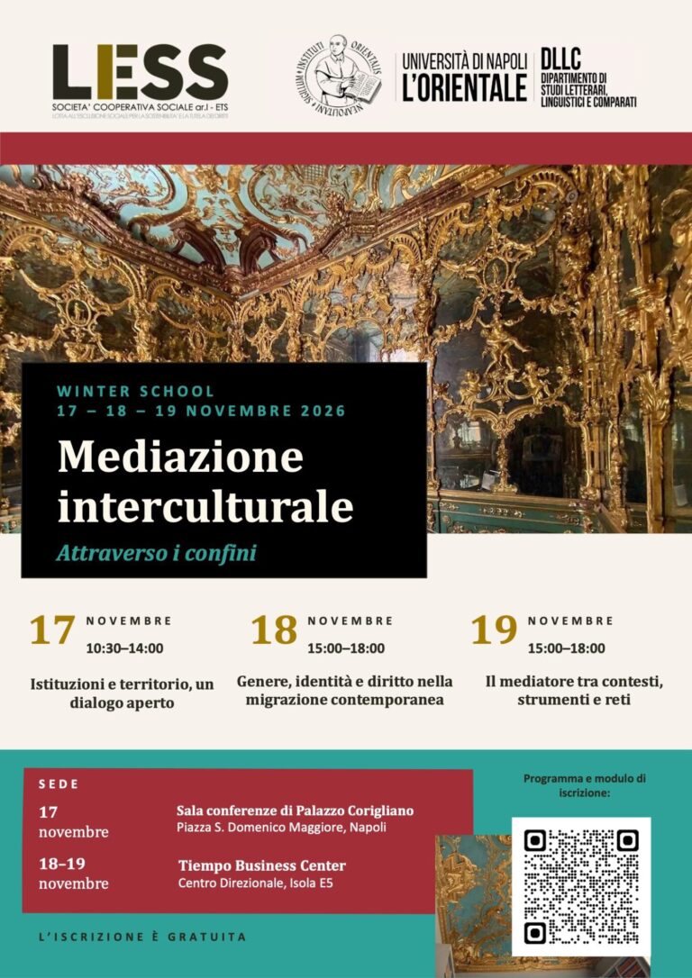 NAPOLI, ECCO LA WINTER SCHOOL DI COOP SOCIALE LESS SULLA MEDIAZIONE INTERCULTURALE